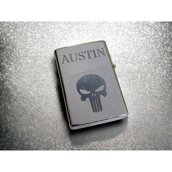 Antique Silver Finish Metal Pirate Skulls Lighter Belt Buckle - - Picture 9 of 10